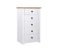vidaXL Buffet Gamme Panama en pin 5 tiroirs avec étagère d'affichage Blanc 46x40x89 cm