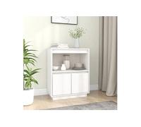 Buffet Blanc 60x34x75 cm Bois massif de pin Blanc G