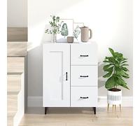 Buffet blanc 69,5 x 34 x 90 cm - Meuble de rangement polyvalent en bois dérivé pour salon, cuisine, salle de bain, meuble à chaussures, meuble TV, bibliothèque, placard en lin