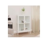Buffet Blanc 75x35x105 cm Acier et verre
