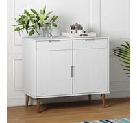 Buffet Blanc 90x40x80 cm Bois Massif de Pin Armoire Rangement Salon vidaXL