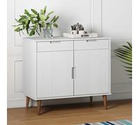 Buffet Blanc 90x40x80 cm Bois Massif de Pin Armoire Rangement Salon vidaXL