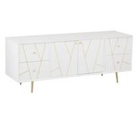 Buffet blanc à rayures dorées 4 tiroirs 2 portes José L 150 cm