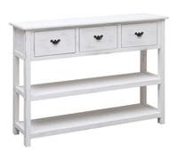 Vidaxl Buffet Blanc Antique 108x30x76 Cm Bois De Paulownia Massif Blanc
