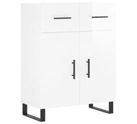 Buffet blanc brillant 69,5 x 34 x 90 cm | Meuble de salon moderne en bois | Solution de rangement pour petits espaces | Design élégant