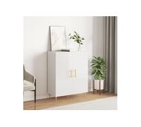 Buffet Blanc brillant 69,5x34x90 cm Bois d ingénierie