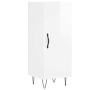 Buffet Blanc Brillant Moderne en Bois d'Ingénierie 90 cm de Haut, Meuble de Rangement Élégant pour Salon Salle à Manger, 34.5x34x90 cm, Design Contemporain et Pratique