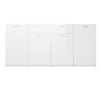 Buffet Blanc brillant - VINGVO - Buffet bas - 4 portes - 2 tiroirs