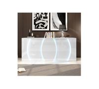 Buffet blanc - Meuble de rangement moderne avec bandes LED intégrées - 3 portes et étagères réglables - Pour salon salle à manger
