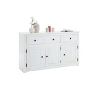 Buffet PAULO blanc en pin massif avec 3 tiroirs et 3 portes
