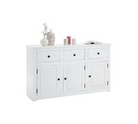 Buffet PAULO blanc en pin massif avec 3 tiroirs et 3 portes