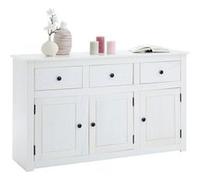 Buffet PAULO blanc en pin massif avec 3 tiroirs et 3 portes Blanc