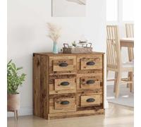 Buffet Bois Ancien en Bois d'ingénierie 70 x 35,5 x 67,5 cm, Buffet Cabinet avec Tiroirs, Meuble Bas de Rangement pour Salon et Salle à Manger, Style Rustique Élégant et Fonctionnel