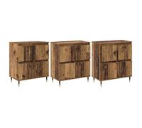 Buffet bois ancien - vidaXL - 180x35x70 cm - Bois d'ingénierie - 12 portes - Lot de 3 - Assemblage requis