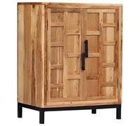 Buffet Bois d'Acacia Massif 60x35x76 cm Marron | Armoire latérale,meuble multimédia,base en acier enduit de poudre,assemblage facile,bois dur tropical