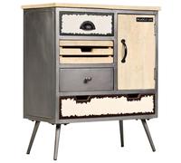 Buffet Bois de Manguier Massif et Acier Meuble de Rangement Commode vidaXL