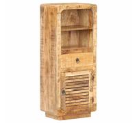 Buffet Armoire Latérale Meuble de Rangement Armoire de Rangement avec 1 Porte et 1 Tiroir et 2 Etagères 45x32x110 cm Bois de Manguier Brut 320464