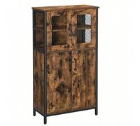 Buffet, Cadre En Acier, 60 X 30 X 108 Cm, Style Industriel, Marron Rustique Et Noir Marron