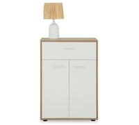 IDIMEX Buffet Calais, Commode Meuble de Rangement avec 1 tiroir et 2 Portes, en mélaminé décor chêne Sonoma et Blanc Mat