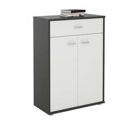 IDIMEX Buffet Calais, Commode Meuble de Rangement avec 1 tiroir et 2 Portes, en mélaminé Gris Mat et Blanc Mat