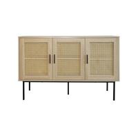Buffet cannage avec 3 portes cannage bois naturel 120 x 40 x 76 cm