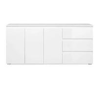 Buffet Capetown - Décor blanc brillant - Panneaux de particules - 3 portes - 3 étageres - 3 tiroirs - 179 x 80,5 x 40 cm