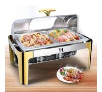 Buffet chaud commercial avec casserole en acier inoxydable de 9 L - Idéal pour les fêtes, festivals, traiteurs et dîners de famille avec 3 plateaux chauffants