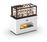 Buffet chaud serie integra sahara avec vitrine supérieur accès arrière et frontal 1300x700x1400 mm 2 étagère réglables Sayl