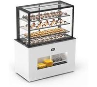 Buffet chaud serie integra sahara avec vitrine supérieur accès arrière et frontal 1300x700x1720 mm 3 étagère réglables