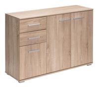 Casaria Buffet chêne 107 x 75 x 35 cm Commode Meuble de Rangement avec 3 Portes 2 tiroirs pour Salon Salle à Manger intérieur
