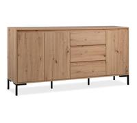 Deine Tante Emma Buffet Chêne artisan 3 portes 3 tiroirs L 178,5 x P 40 x H 87 cm Style industriel