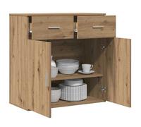 Buffet chêne artisanal - vidaXL - 79x38x80 cm - Bois d'ingénierie - Porte à charnières - Étagères pratiques