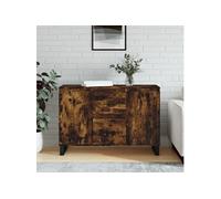 vidaXL Buffet Armoire latérale – Chêne fumé, bois d'ingénierie, avec pieds – Marron