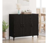 vidaXL Buffet Bois d'ingénierie Chêne fumé 34x90x80 cm – 3 portes, poignées modernes