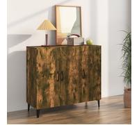 vidaXL Buffet Chêne Fumé 90x34x80 cm Bois d'ingénierie Style industriel Buffet bas