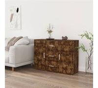 vidaXL – Buffet Chêne fumé – Bois d'ingénierie 91x29,5x65 cm – Multicolore