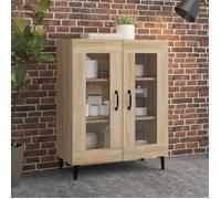 Buffet - Chêne Sonoma - 2 Portes - Bois d'ingénierie - 90 cm de Hauteur - Style Classique