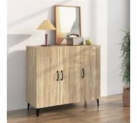 vidaXL Buffet Chêne Fumé 90x34x80 cm Bois d'ingénierie Armoire de rangement