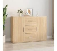 vidaXL Buffet Chêne Sonoma 91x29,5x65 cm bois d'ingénierie 2 portes 3 tiroirs Multicolore