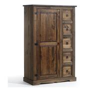 Buffet chiffonnier 5 tiroirs 1 porte pin massif 2 coloris disponibles