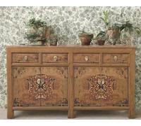 Buffet chinois Buffet bas brun Commode orientale Armoire Buffet Meubles asiatiques Armoire de mariage Vintage Maison de campagne Style antique Shabby Chic Style colonial extrême-oriental