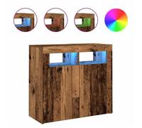 Buffet CLOUD, commode meuble de rangement et lumières LED vieux bois 80x35x75 cm bois d'ingénierie J1494