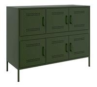 Buffet CLOUD, commode meuble de rangement vert olive 100,5x39x79 cm acier J1438