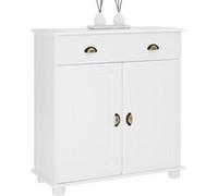 IDIMEX Buffet Colmar Commode bahut vaisselier Meuble Bas Rangement avec 1 tiroir et 2 Portes battantes, en pin Massif lasuré Blanc