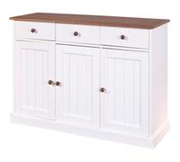 Buffet coloris blanc en bois massif et métal - Dim : L 130 x P 45 x H 86 cm
