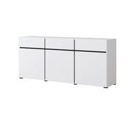 Buffet coloris blanc et noir 180cm collection HAVANA. Bahut design avec 3 portes et 3 tiroirs.