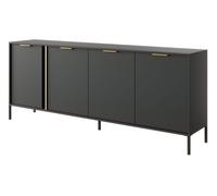 Buffet Commode 4 Portes 203x39,5x81cm Anthracite Or 102625588