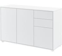Buffet Commode 74 x 117 x 36 cm avec 2 tiroirs et 3 portes d'armoire Panneau de particules blanc brillant