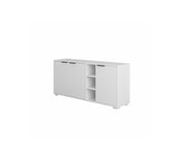 Buffet commode à 3 portes Meuble de rangement coloris Blanc - Longueur 142 x Hauteur 66 x Profondeur 36 cm- -