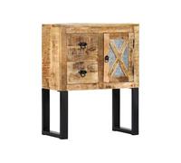 Buffet Commode Armoire de Rangement avec 1 Porte et 2 Tiroirs Salon Salle de Séjour Chambre à Coucher 60x30x76 cm Bois de Manguier Massif